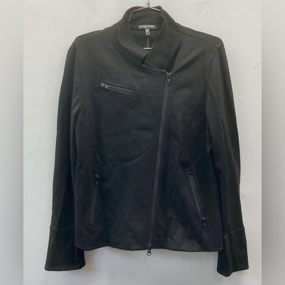Eileen Fisher Petite Moto Jacket PL NWT Italian Fabric, Capsule Wardrobe Staple - Picture 2 of 8
